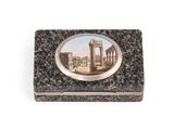 a picture of a box with a picture of a roman temple