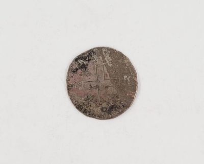 a close up of a coin on a white surface