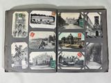an open book with pictures of old buildings on it