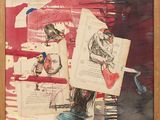 une image représentant un tableau où l'on voit une femme en train de lire un livre sur lequel est posé un oiseau