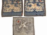 three chinese embroidered cloths with birds and flowers