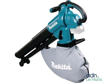 a close up of a blower with a bag attached to it