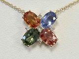 une image représentant un collier multicolore posé sur une surface blanche
