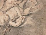 a drawing of a group of babies playing with each other