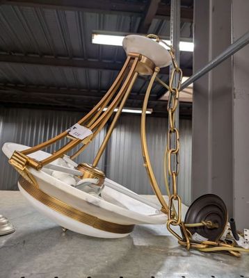 Suspension style Art Déco doré 3 lumières - Diam.