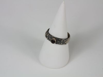 sterling silver ring with black onyxish stone