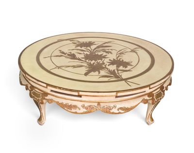 an image of a coffee table with a floral design on it