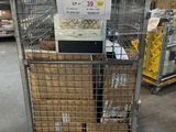 a cart with boxes of food in it in a warehouse