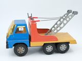 a toy truck with a crane on the back of it