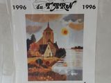 a poster of a church on the wall of a building