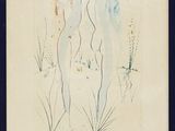 an image of a painting of a woman standing in a field of grass