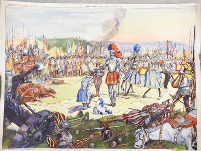 an image of a painting of a group of men on horses