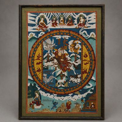 TIBET Tanka bouddhiste figurant Bodhisattva.