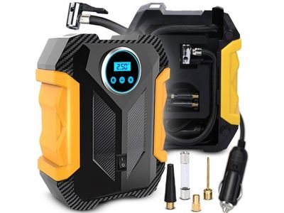 an image of a portable air compressor with a digital display