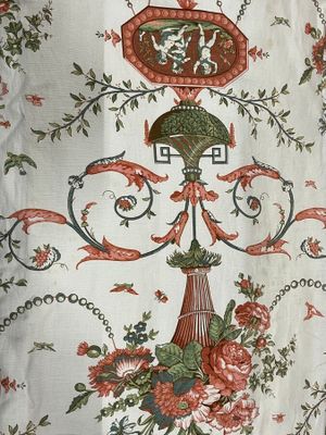 a picture of a curtain with a floral design on it