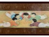 tableau représentant un groupe d'enfants allongés par terre, formant un cercle