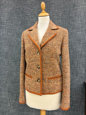JC DE CASTELBAJAC – Joli Blazer en laine marron chiné, fermeture ...
