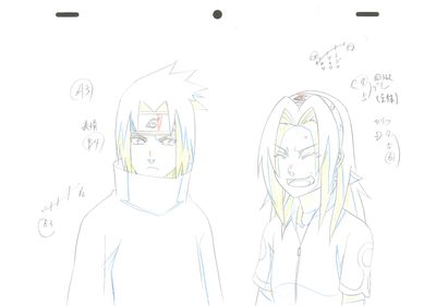 dessin représentant deux personnages d'anime aux expressions différentes