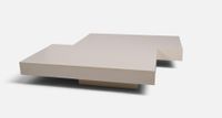 Table basse en bois laqué blanc à plateaux coulissants