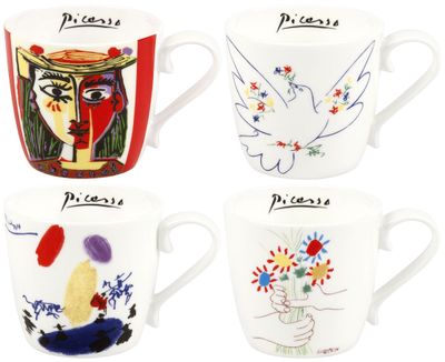 Pablo Picasso Ensemble de 4 tasses avec motifs d'artistes, p…