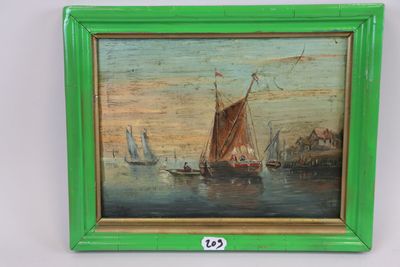 an image of a painting of a boat in a body of water