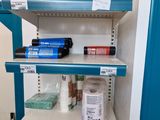a shelf that has many different items on it