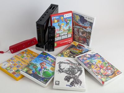 a nintendo wii game system and several other video games
