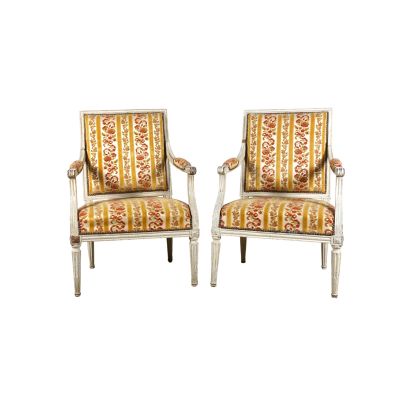 Paire de fauteuils peints de style Louis XVI français du XIXe siècle à vendre