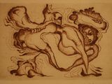 dessin représentant une femme avec un serpent sur le dos