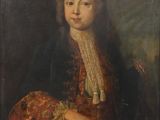 Portrait d'une dame avec un panier de fruits