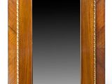 an old wooden frame with a mirror in it on a white background