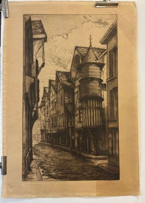 a picture of a drawing of a street in a city
