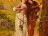 an image of a painting of a man and a woman in a wooded setting