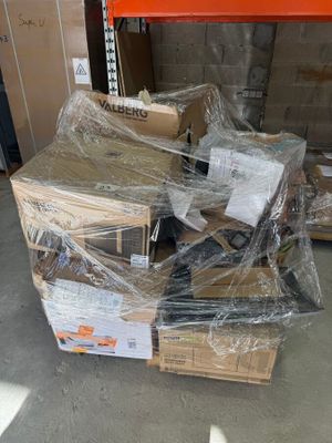 a pile of boxes that are wrapped up in plastic