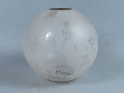 a white vase with a design on it on a blue background
