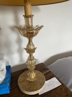 VENISE Deux lampes en verre soufflé et doré