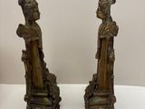 paire de figurines chinoises anciennes en bronze représentant un homme et une femme