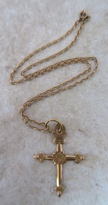 gold plated cross pendant with chain