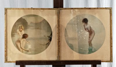 deux photos d'une femme et d'un enfant dans l'eau