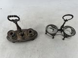 pair of antique silver plated candlestick holders with glass holders