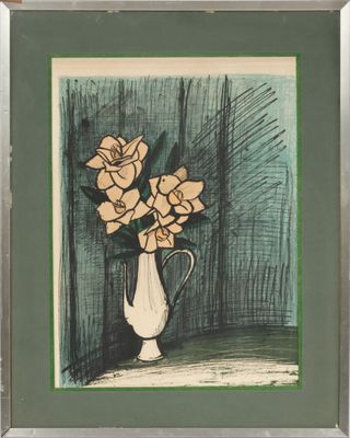 une image d'un tableau représentant un vase contenant des fleurs