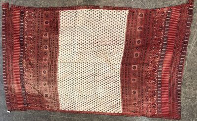 Châle en batik, Indonésie, toile de coton crème imprimée et …