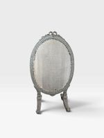 Écran de cheminée de forme médaillon, en bois laqué gris per… (photo 6)