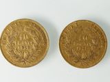 deux pièces d'or, dont l'une est un souverain et l'autre un souverain