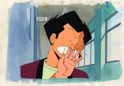 dessin humoristique représentant un homme portant un beignet à sa bouche