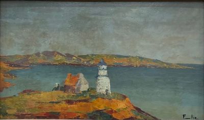 Fernand ELIE (1906-1992) Phare en bord de mer