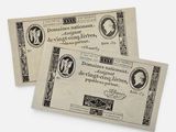 deux anciens billets de banque sur lesquels figurent des portraits de personnes sur fond blanc