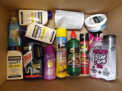 a box full of cleaning products that are in the box