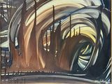 peinture représentant un tableau représentant un tunnel avec des arbres en arrière-plan