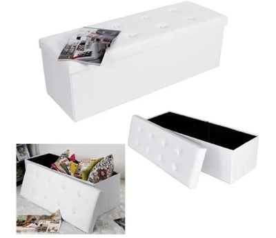Banc/Pouf avec coffre de rangement - TEENO® - Blanc - Simili…